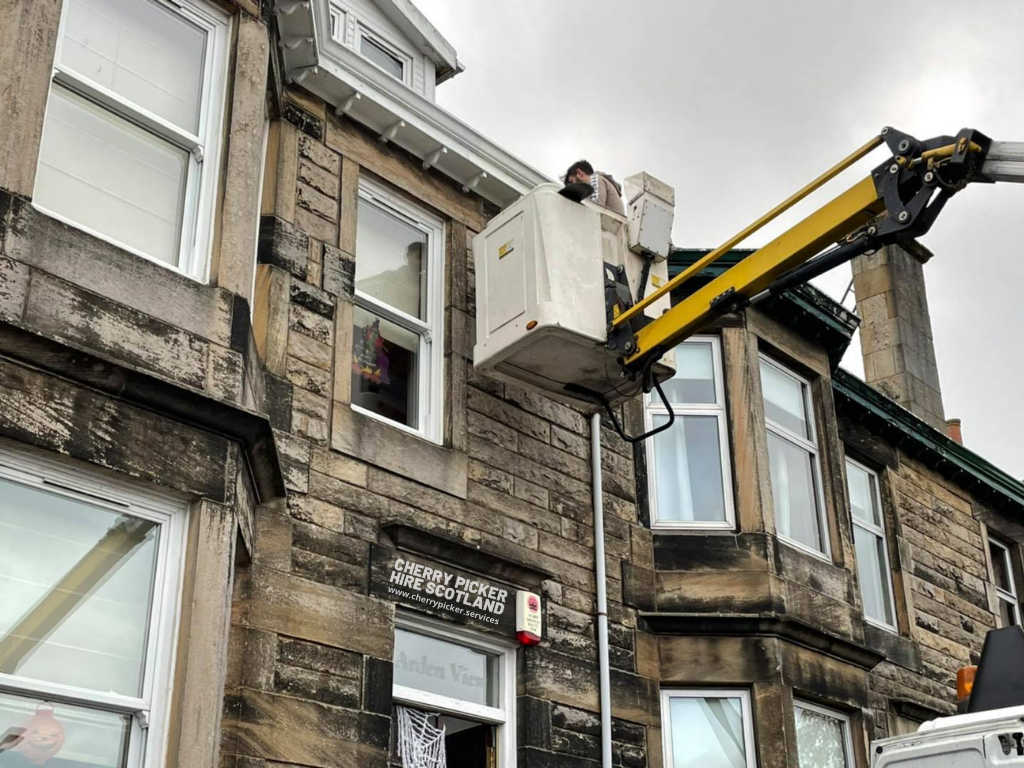 exterior-cleaning-at-height-cherry-picker-hire-with-operator