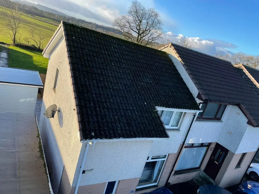 Roof Cleaning at height Cherry Picker Hire in Houston Renfrewshire