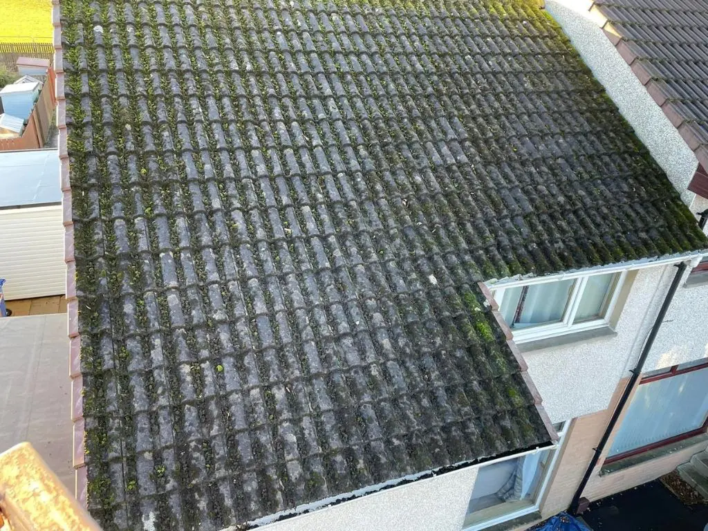 Roof Cleaning at height Cherry Picker Hire in Houston Renfrewshire