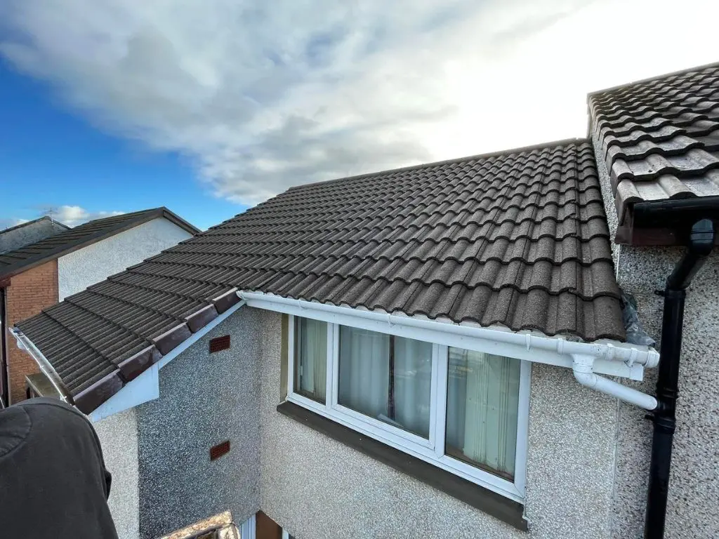 Roof Cleaning at height Cherry Picker Hire in Houston Renfrewshire