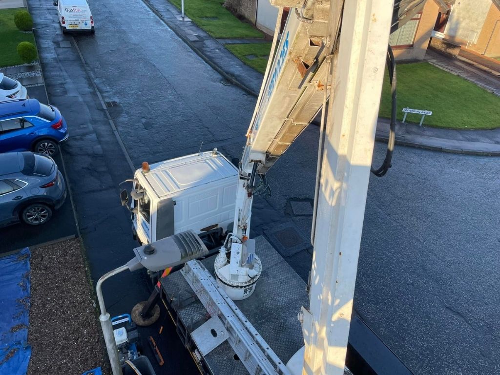 Roof Cleaning at height Cherry Picker Hire in Houston Renfrewshire