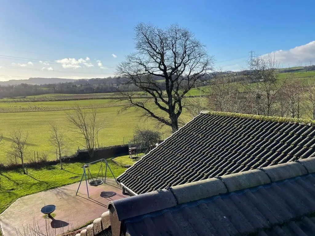 Roof Cleaning at height Cherry Picker Hire in Houston Renfrewshire