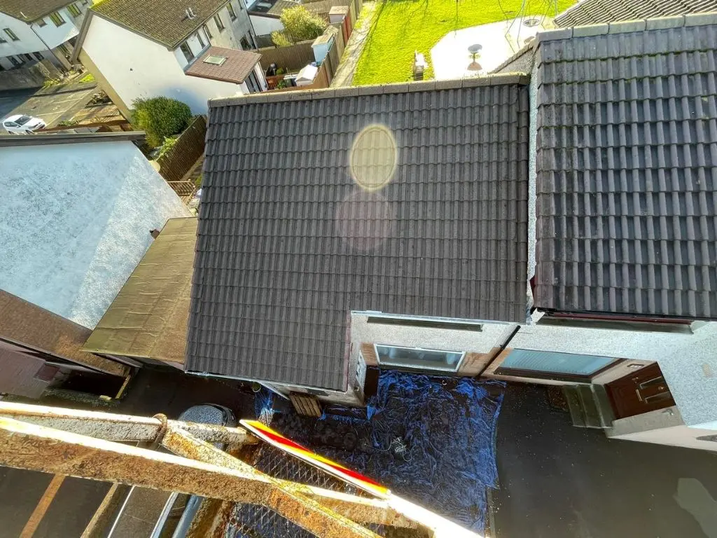 Roof Cleaning at height Cherry Picker Hire in Houston Renfrewshire