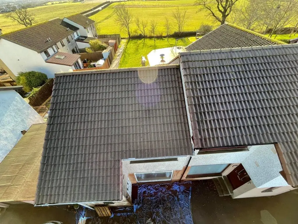 Roof Cleaning at height Cherry Picker Hire in Houston Renfrewshire